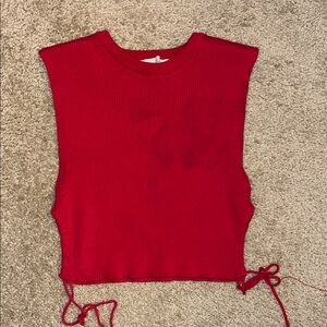 Zara Red Sleeveless Knit Top